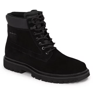 Botki męskie - Trzewiki Calvin Klein Jeans Eva Mid Laceup Boot Suede YM0YM00802 Black/Stormfront 00T - grafika 1