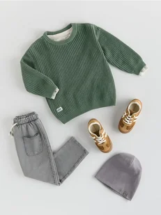 Reserved - Sweter oversize - ciemnobrązowy - Bluzy i sweterki niemowlęce - miniaturka - grafika 1