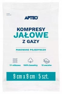 SYNOPTIS PHARMA Kompresy jałowe 9x9cm, 17-nitkowy 5 sztuk Wysyłka kurierem tylko 10,99 zł - Apteczki i materiały opatrunkowe - miniaturka - grafika 1