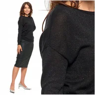Swetry damskie - Sweter Damski Metalizowana Nić Elegancki Modny Cienki Lekki MORAJ L/XL - miniaturka - grafika 1