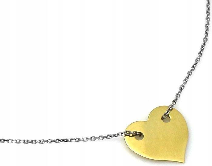 Naszyjnik srebrny 925 modna celebrytka z pozłacanym sercem długość 45 cm s