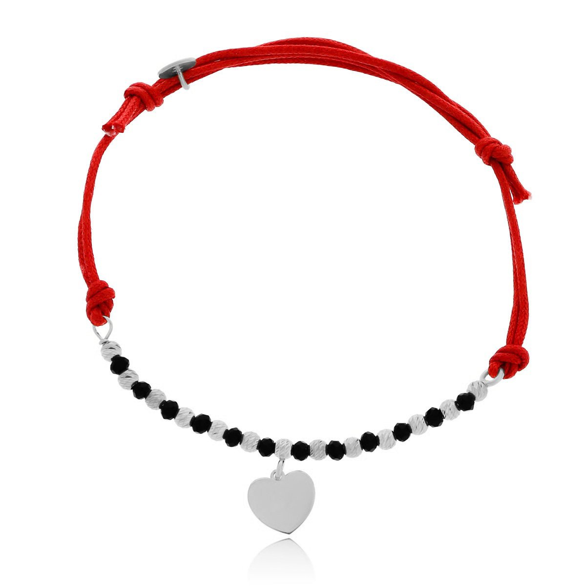 Srebrna bransoletka czerwony sznurek serce pr. 925