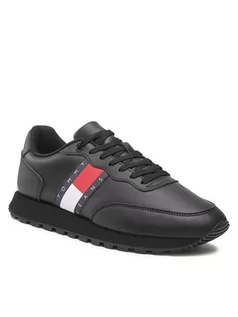 Sneakersy męskie - Tommy Jeans Sneakersy Leather Runner Tjm Ess EM0EM00898 Czarny - grafika 1