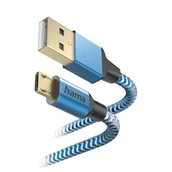 Kable USB - Kabel USB - Micro USB HAMA 201555 Reflected 1.5 m Niebieski - miniaturka - grafika 1