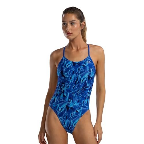 TYR Damski strój kąpielowy Durafast Elite Cutoutfite, niebieski, krystalized, 40
