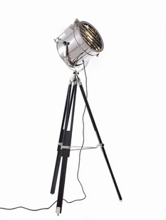 Lumina Deco FUTURIS lampa podłogowa na drewnianym trójnogu chrom nowoczesna E27 - Lampy stojące - miniaturka - grafika 1