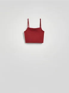 Reserved - Krótki top na ramiączkach - bordowy - Koszulki i topy damskie - miniaturka - grafika 1