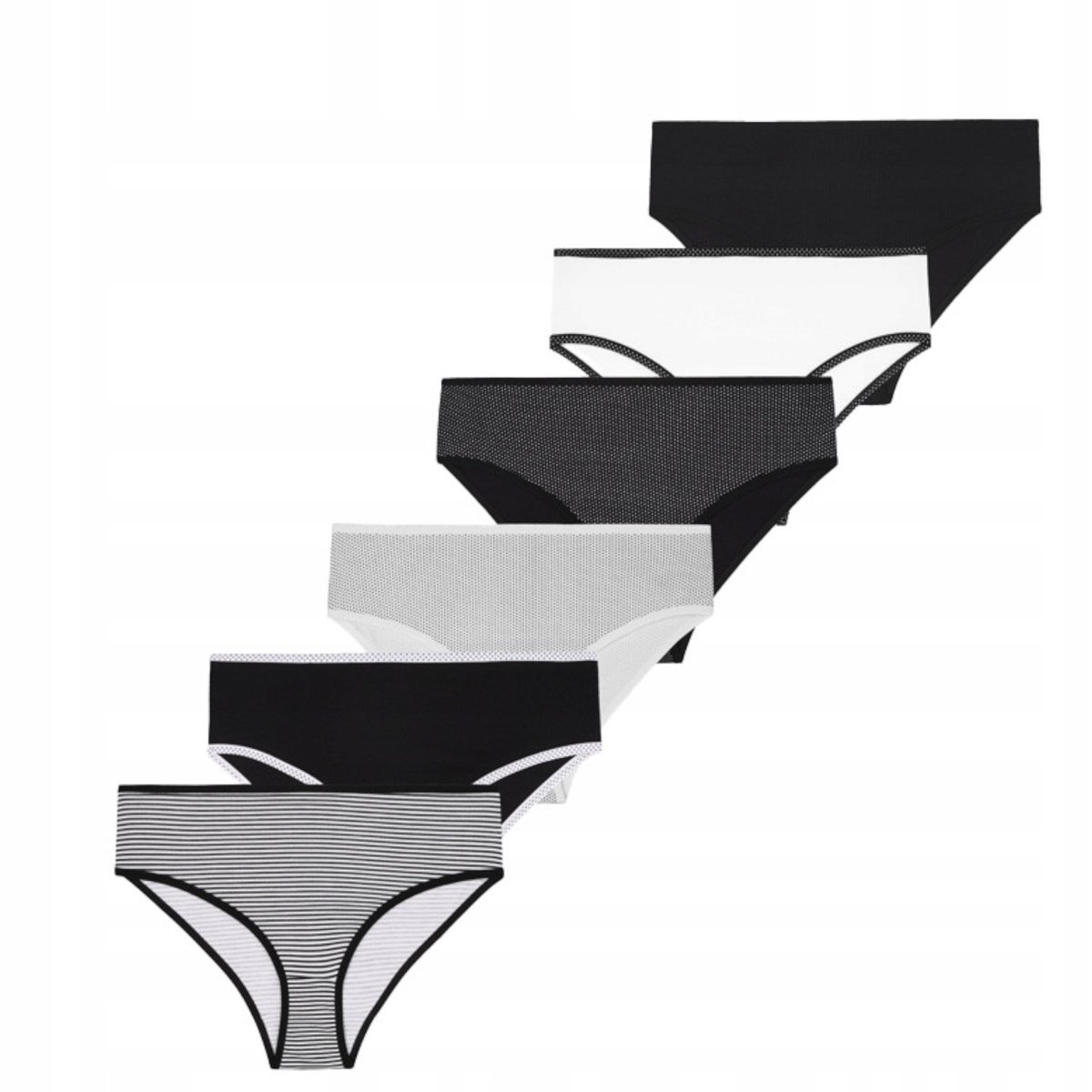 Zestaw 6 majtek damskich figi bawełniane kolorowe różne wzory XL