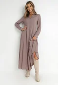 Sukienki - Ciemnobeżowa Sukienka Controllable - miniaturka - grafika 1