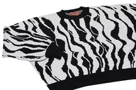 Swetry damskie - Nally Damski sweter w paski, luźno dopasowany sweter z dzianiny akryl biały czarny rozmiar XS/S, biały czarny, XS - miniaturka - grafika 1