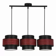Lampy sufitowe - TOSCANA LAMPA WISZĄCA CZARNY 3X60W E27 ABAŻUR BORDOWY+CZARNY - miniaturka - grafika 1