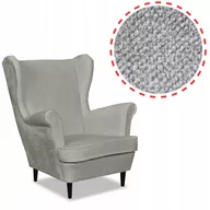 Fotele - Fotel uszak Bella szary welur plusz Family meble - miniaturka - grafika 1
