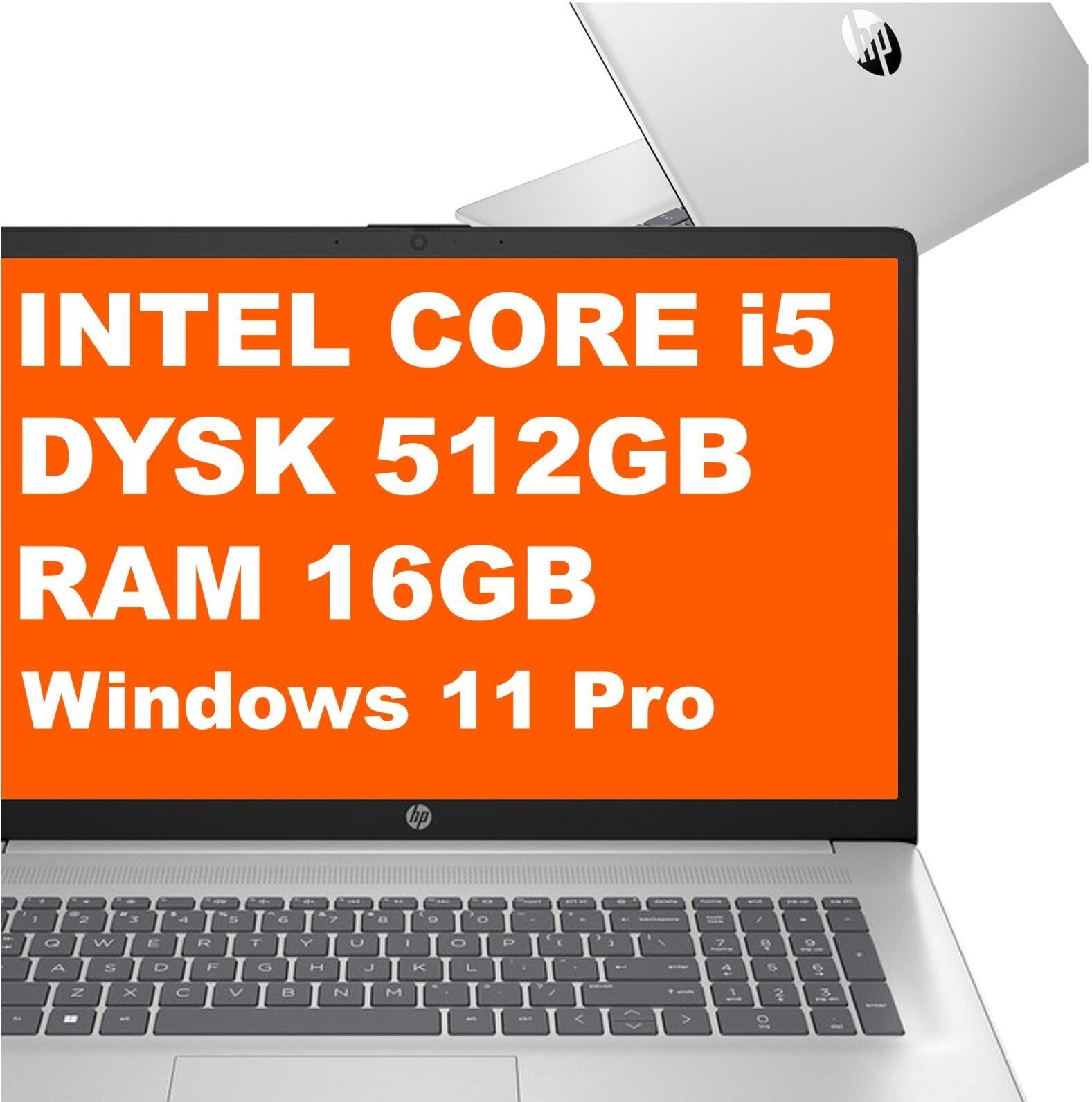 HP 17-cn3018ca / B58KVUA / Intel i5 / 16GB / 512GB / Intel Iris Xe / FullHD / Win 11 Pro / Srebrny