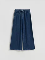 Spodnie damskie - Reserved - Jeansy wide leg z wiązaniem - granatowy - miniaturka - grafika 1