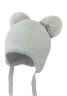 Czapki dla dzieci - Czapka dla dziecka na zimę PERLITA z dwoma pomponami szary - miniaturka - grafika 1