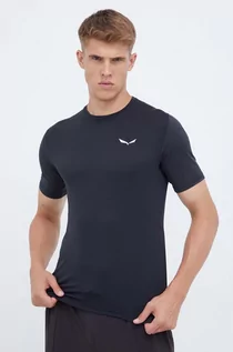 Koszulki męskie - Salewa t-shirt sportowy Pedroc Dry Mesh kolor czarny gładki - grafika 1