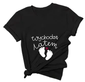 Koszulki i topy damskie - czarna koszulka ciążowa dla przyszłej mamy - miniaturka - grafika 1