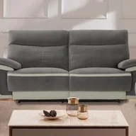 Sofy i kanapy - Kanapa 3-osobowa z weluru z elektryczną funkcją relax METTI - Szara z pasami ecru - miniaturka - grafika 1