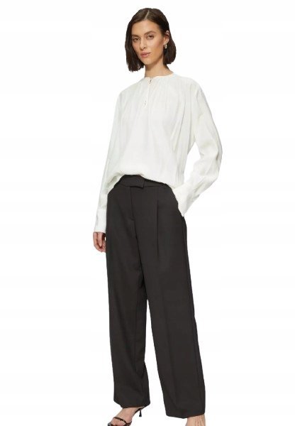 S. OLIVER CZARNE PROSTE SPODNIE ELEGANCKIE Z ZASZEWKAMI 46 J7A