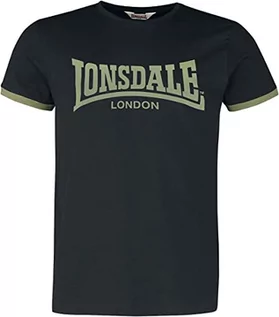 Koszulki męskie - Lonsdale TOWNHEAD T-shirt męski o regularnym kroju, czarny/oliwka, L - grafika 1