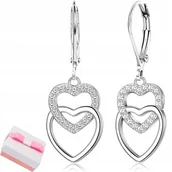 Biżuteria dla dzieci - Kolczyki srebrne dla dziewczynki serca kolczyki wiszące rodowane angielskie - miniaturka - grafika 1
