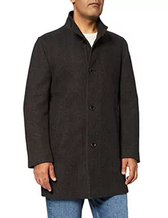 Płaszcze męskie - bugatti Męski płaszcz, klasyczny płaszcz wełniany ze stójką o wygodnym kroju, brązowy, 48 - grafika 1