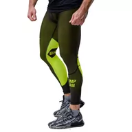 Spodnie sportowe męskie - MEN LEGGINGS WORKOUT BLACK&NEON L - miniaturka - grafika 1