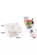 Przyborniki na biurko - Organizer na biurko z szufladką biały - miniaturka - grafika 1