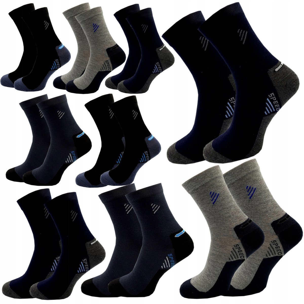 10x Skarpety Męskie BAWEŁNIANE Skarpetki SPORTOWE Długie Wygodne 43-46