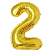 Balony i akcesoria - Balon Foliowy Cyfra 2 ZŁOTY XXL 100 CM na HEL Idealny na URODZINY - miniaturka - grafika 1