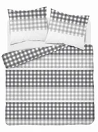 Pościel - Detexpol Pościel satynowa 220x200 szara kratka 4914 A Home Satin 80 - miniaturka - grafika 1