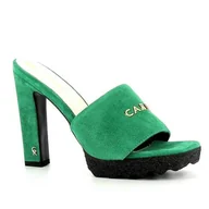 Klapki i japonki damskie - Zielone klapki na obcasie CARINII - Carinii - miniaturka - grafika 1
