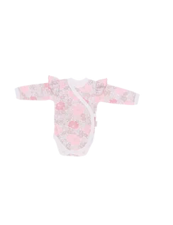 Body dla niemowląt - Mamatti Body niemowlęce bawełniane rozpinane długi rękaw kwiaty różowe, Rozmiar: 56 - grafika 1
