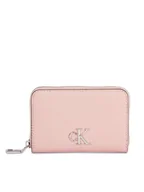 Portfele - Calvin Klein Jeans Mały Portfel Damski Minimal Monogram M Zip Around T K60K611970 Różowy - miniaturka - grafika 1