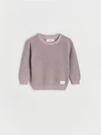 Bluzy i sweterki niemowlęce - Reserved - Strukturalny sweter z bawełny - jasnofioletowy - miniaturka - grafika 1