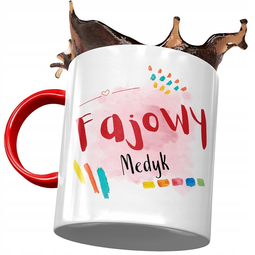 Kubek Czerwony Dla Medyka Fajowy Medyk Na Prezent z Nadrukiem ze Zdjęciem + Opakowanie na prezent (wzór 01)