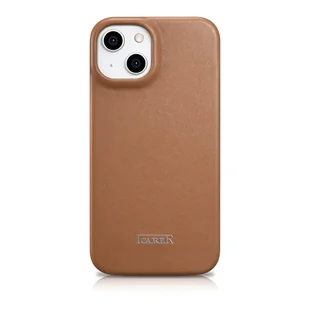 iCarer CE Premium Leather Folio Case skórzane etui iPhone 14 z klapką magnetyczne MagSafe brązowy (WMI14220713-BN) - Etui i futerały do telefonów - miniaturka - grafika 1