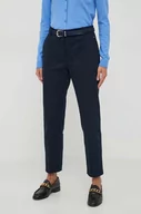 Spodnie damskie - Tommy Hilfiger spodnie damskie kolor granatowy proste high waist - miniaturka - grafika 1
