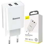 Ładowarki do telefonów - Baseus Speed Mini Dual Charger 2x USB, 2A, 10,5W Biała ( CCFS-R02) - miniaturka - grafika 1