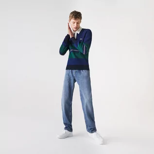 Spodnie męskie - Lacoste Męskie jeansy z pięcioma kieszeniami o luźnym kroju z jeansu bawełnianego - grafika 1