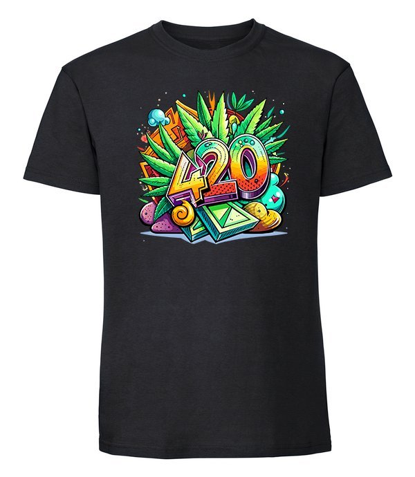 Męska koszulka z nadrukiem - 420 - czarny 3XL