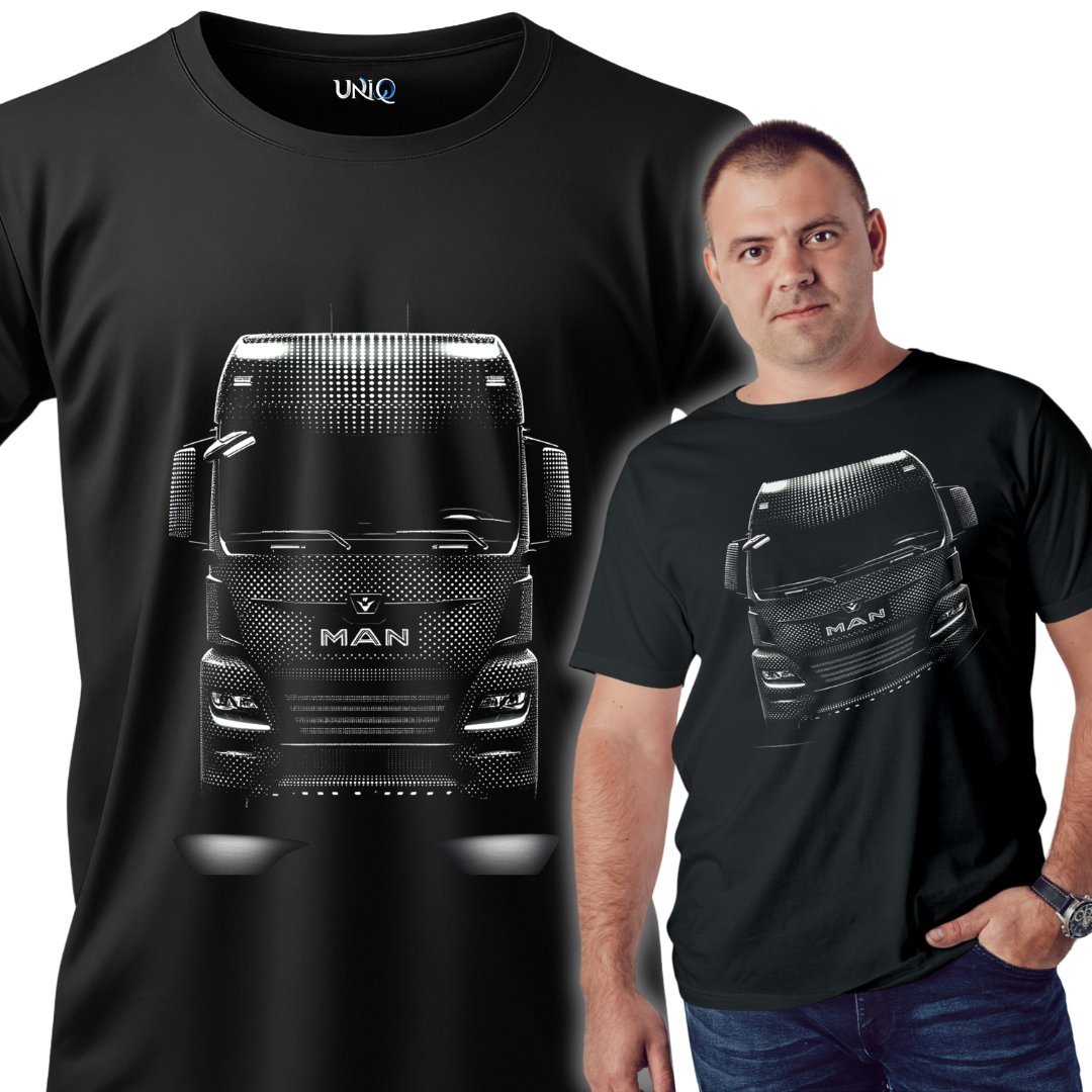 Czarny T-SHIRT NA PREZENT bawełniana męska KOSZULKA Z NADRUKIEM MAN TGX 3XL