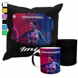 ZESTAW KUBEK MAGICZNY + POSZEWKA Z WKŁADEM -LEWANDOWSKI FC BARCELONA +IMIĘ - Gadżety dla niej i dla niego - miniaturka - grafika 1