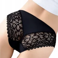 Majtki damskie - SEK SOWNE KORONKOWE MAJTKI DAMSKIE FIGI KORONKA LASEROWO CIĘTE KOLOR CZARNY ROZMIAR M/L - miniaturka - grafika 1