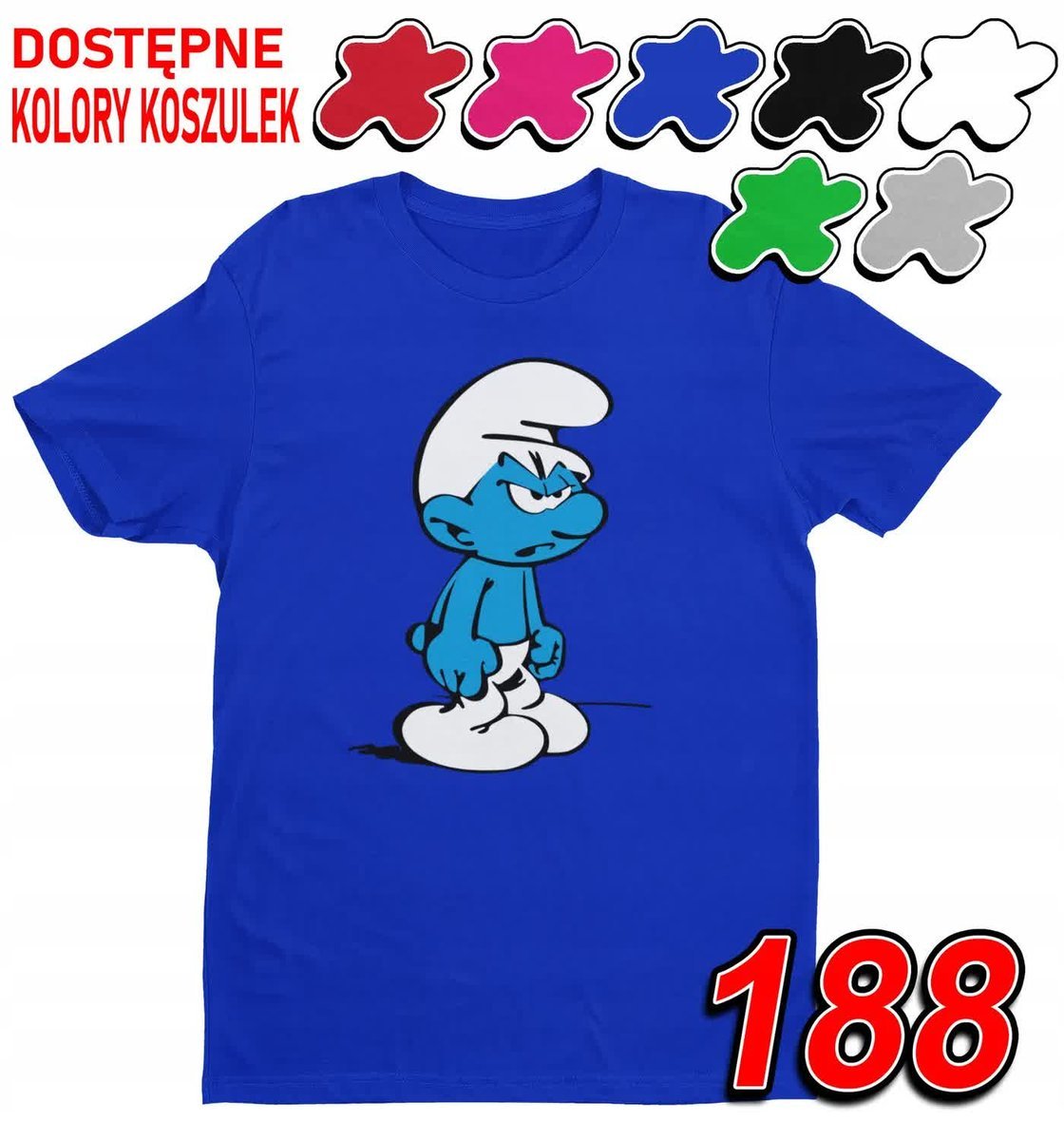 Dziecięca Koszulka T-Shirt Z Nadrukiem Duży Wybór Maruda Smerf - L 146-152