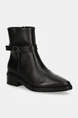 Botki damskie - Calvin Klein botki skórzane HEEL ANKLE BOOT 30 W/HW LTH damskie kolor czarny na płaskim obcasie HW0HW02183 - miniaturka - grafika 1
