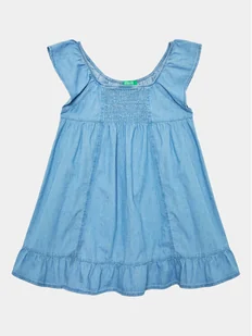United Colors Of Benetton Sukienka codzienna 4DHJGV00S Niebieski Regular Fit - Sukienki i spódniczki dla dziewczynek - miniaturka - grafika 1