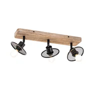 Lampy sufitowe - QAZQA Przemysłowy reflektor sufitowy czarny z 3 źródłami drewna - Jasmijn - miniaturka - grafika 1