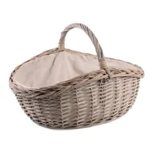 Pozostałe akcesoria do uprawy roślin - Koszyk wiklinowy z materiałem szary 48 x 35 x 14/20/31 cm - miniaturka - grafika 1