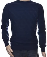 Swetry męskie - Strokers Klasyczny Elegancki Sweter Męski Bawełniany Xxxl 3Xl Granatowy - miniaturka - grafika 1